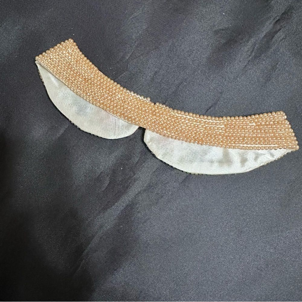 1950s Beaded Faux Pearl Floral Peter Pan Collar Dickey Cottagecore Japan - Picture 6 of 11